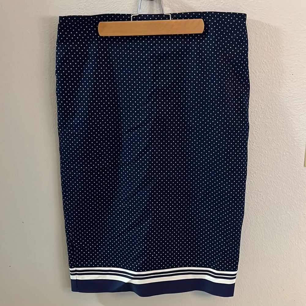 New York & Company Blue Polka Dot Pencil Skirt